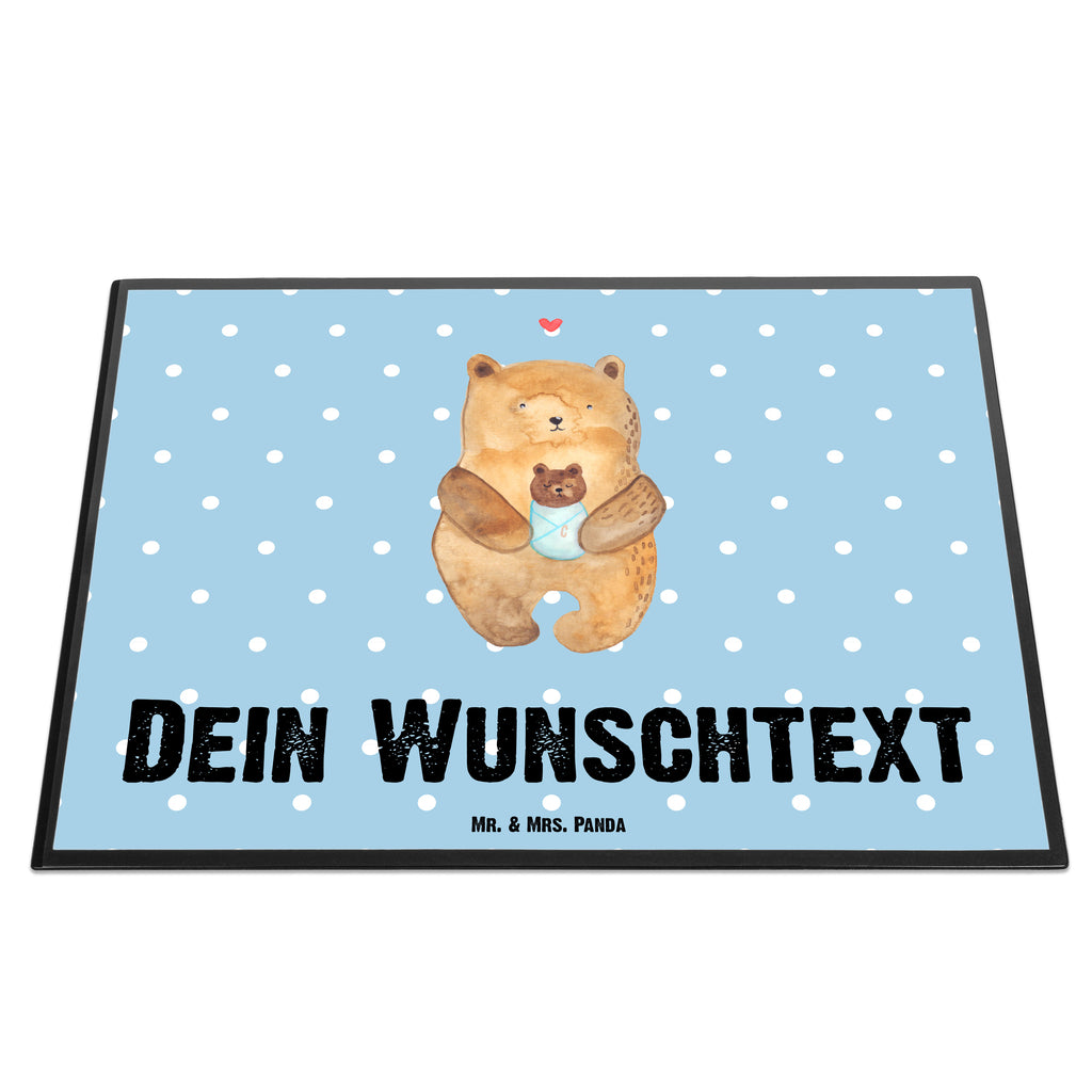 Personalisierte Schreibtischunterlage Bär mit Baby Personalisierte Schreibunterlage, Personalisierte Schreibtischauflage, Personalisierte Schreibtisch Unterlagen, Schreibunterlage mit Namen, Schreibtischauflage  mit Namen, Schreibtisch Unterlagen mit Namen, Selbst gestalten, Namensaufdruck, Namenspersonalisierung, Bär, Teddy, Teddybär, Eltern, Mutter, Baby, Taufe, Geburt, Nichte, Neffe, Enkel, Enkelin, Täufling, Geburtstag, Glückwunsch