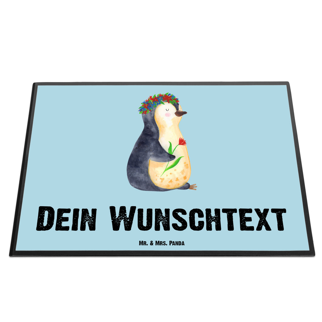 Personalisierte Schreibtischunterlage Pinguin Blumenkranz Personalisierte Schreibunterlage, Personalisierte Schreibtischauflage, Personalisierte Schreibtisch Unterlagen, Schreibunterlage mit Namen, Schreibtischauflage  mit Namen, Schreibtisch Unterlagen mit Namen, Selbst gestalten, Namensaufdruck, Namenspersonalisierung, Pinguin, Pinguine, Blumenkranz, Universum, Leben, Wünsche, Ziele, Lebensziele, Motivation, Lebenslust, Liebeskummer, Geschenkidee