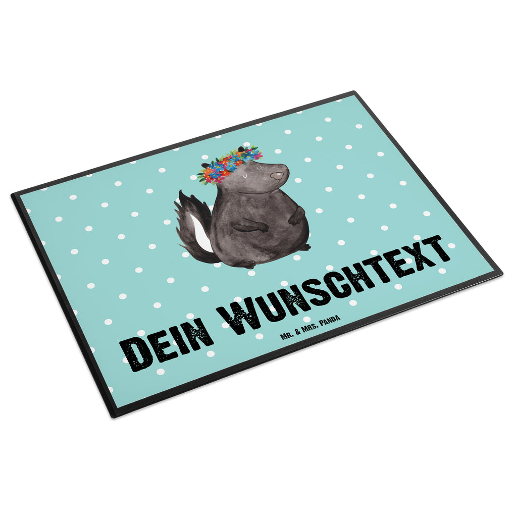 Personalisierte Schreibtischunterlage Stinktier Blumenmaedchen Personalisierte Schreibunterlage, Personalisierte Schreibtischauflage, Personalisierte Schreibtisch Unterlagen, Schreibunterlage mit Namen, Schreibtischauflage  mit Namen, Schreibtisch Unterlagen mit Namen, Selbst gestalten, Namensaufdruck, Namenspersonalisierung, Stinktier, Skunk, Wildtier, Raubtier, Stinker, Stinki, Yoga, Namaste, Lebe, Liebe, Lache