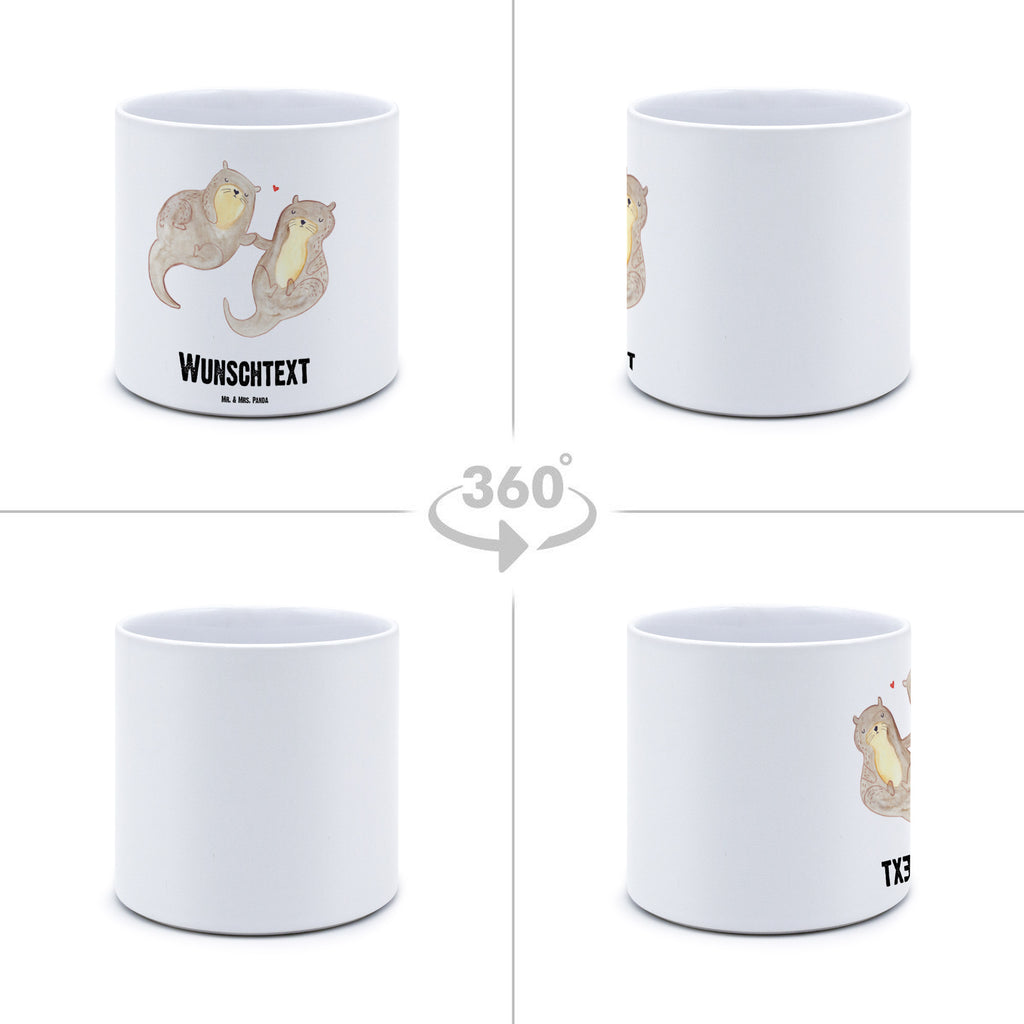 Personalisierter XL Blumentopf Otter händchenhaltend Personalisierter Blumentopf, Personalisierter Übertopf, Personalisierter Pflanztopf, Personalisierter Keramiktopf, Personalisierter Kräutertopf, Personalisierter Topf, Personalisierter Pflanzkübel, Personalisierter Blumenübertopf, Otter, Fischotter, Seeotter, Otter Seeotter See Otter