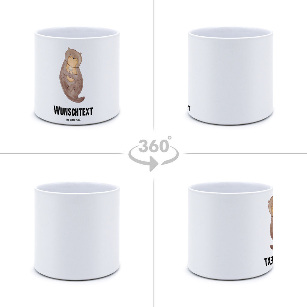 Personalisierter XL Blumentopf Otter mit Muschelmedaillon Personalisierter Blumentopf, Personalisierter Übertopf, Personalisierter Pflanztopf, Personalisierter Keramiktopf, Personalisierter Kräutertopf, Personalisierter Topf, Personalisierter Pflanzkübel, Personalisierter Blumenübertopf, Otter, Fischotter, Seeotter, Otterliebe, grübeln, träumen, Motivation, Tagträumen, Büro
