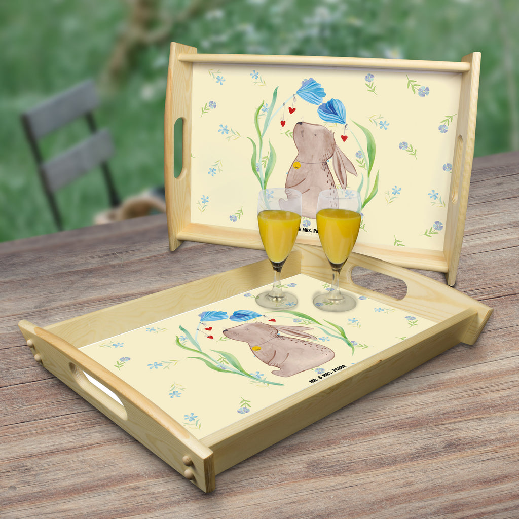 Serviertablett Hase Blume Tablett, Holztablett, Küchentablett, Dekotablett, Frühstückstablett, Ostern, Osterhase, Ostergeschenke, Osternest, Osterdeko, Geschenk zu Ostern, Hase, Kaninchen, Kind, Taufe, Taufgeschenk, Geburt, Schwangerschaft, erstes Kind, Kindergeburtstag, Geburtstag, Hoffnung, Träume