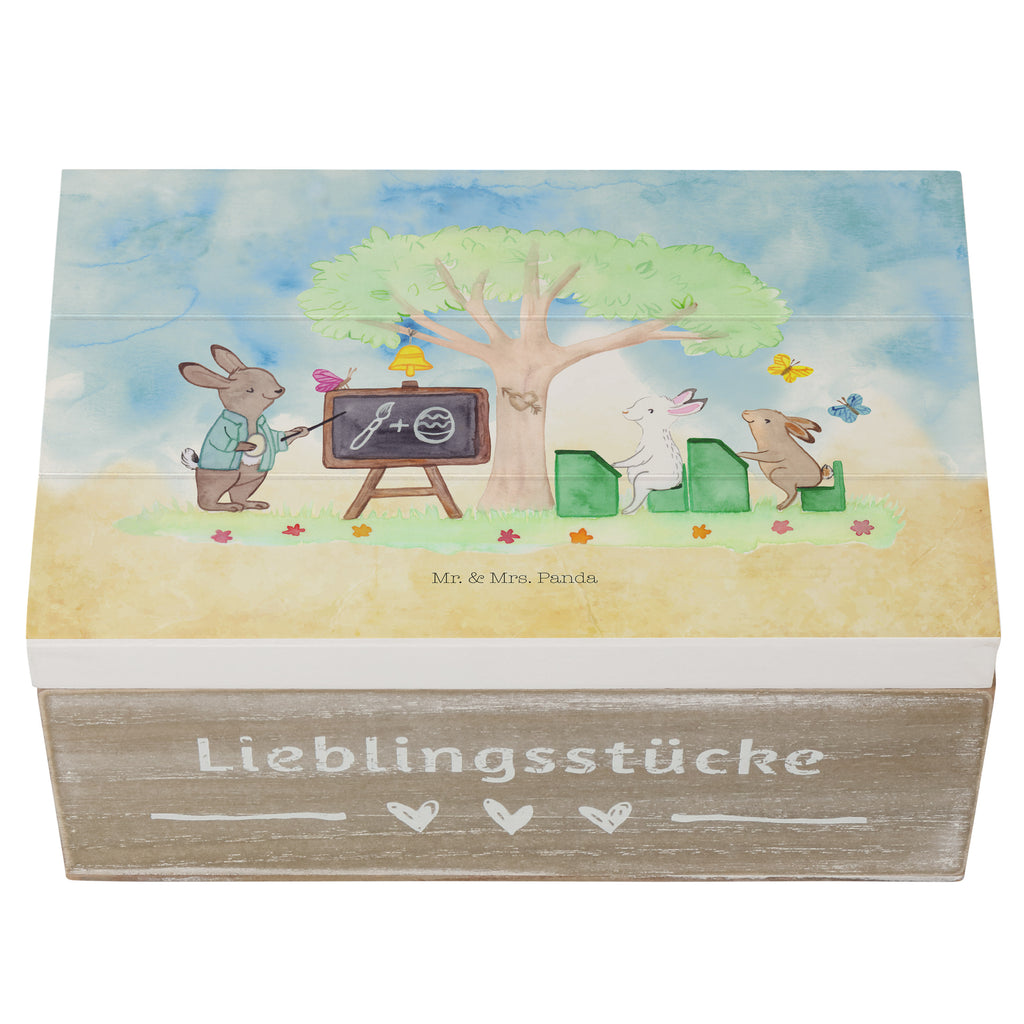 Holzkiste Osterhasenschule Holzkiste, Kiste, Schatzkiste, Truhe, Schatulle, XXL, Erinnerungsbox, Erinnerungskiste, Dekokiste, Aufbewahrungsbox, Ostern, Osterhase, Ostergeschenke, Osternest, Osterdeko, Geschenk zu Ostern