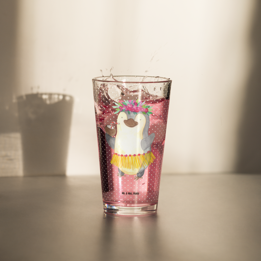 Premium Trinkglas Pinguin Kokosnuss Trinkglas, Glas, Pint Glas, Bierglas, Cocktail Glas, Wasserglas, Pinguin, Aloha, Hawaii, Urlaub, Kokosnuss, Pinguine