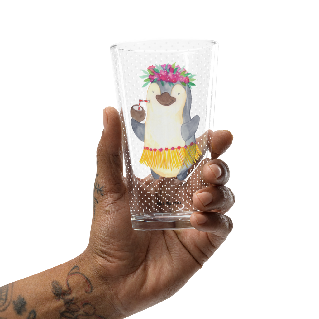 Premium Trinkglas Pinguin Kokosnuss Trinkglas, Glas, Pint Glas, Bierglas, Cocktail Glas, Wasserglas, Pinguin, Aloha, Hawaii, Urlaub, Kokosnuss, Pinguine