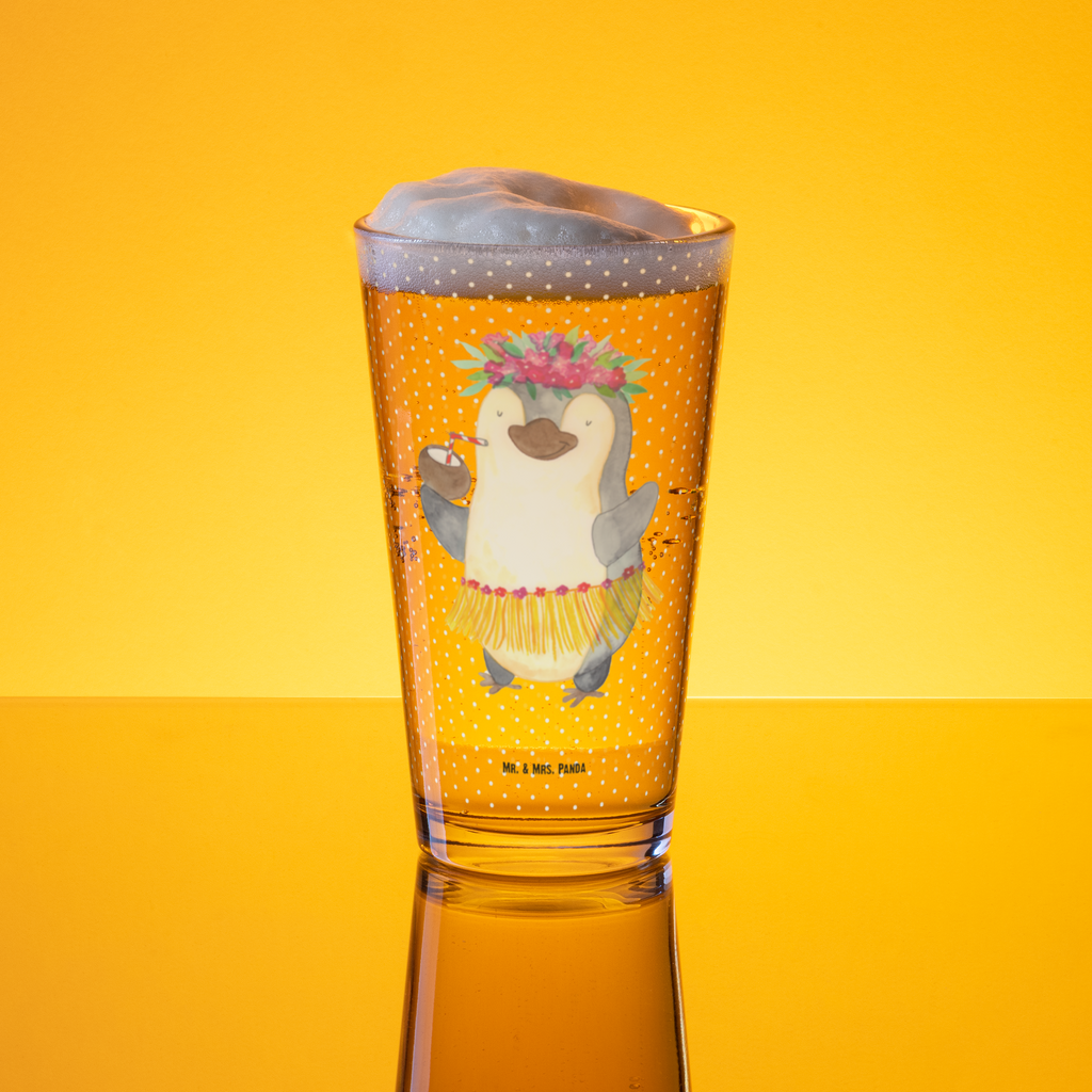 Premium Trinkglas Pinguin Kokosnuss Trinkglas, Glas, Pint Glas, Bierglas, Cocktail Glas, Wasserglas, Pinguin, Aloha, Hawaii, Urlaub, Kokosnuss, Pinguine