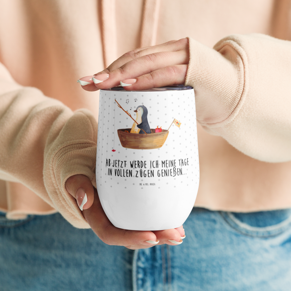 Weinbecher Pinguin Angelboot Weinbecher, Glühwein Becher, Heißgetränke, Trinkbecher, Weinkelch, Weingläser, hochwertiger Weinbecher, Weinbecher Reisen, Weinbecher unterwegs, Pinguin, Pinguine, Angeln, Boot, Angelboot, Lebenslust, Leben, genießen, Motivation, Neustart, Neuanfang, Trennung, Scheidung, Geschenkidee Liebeskummer
