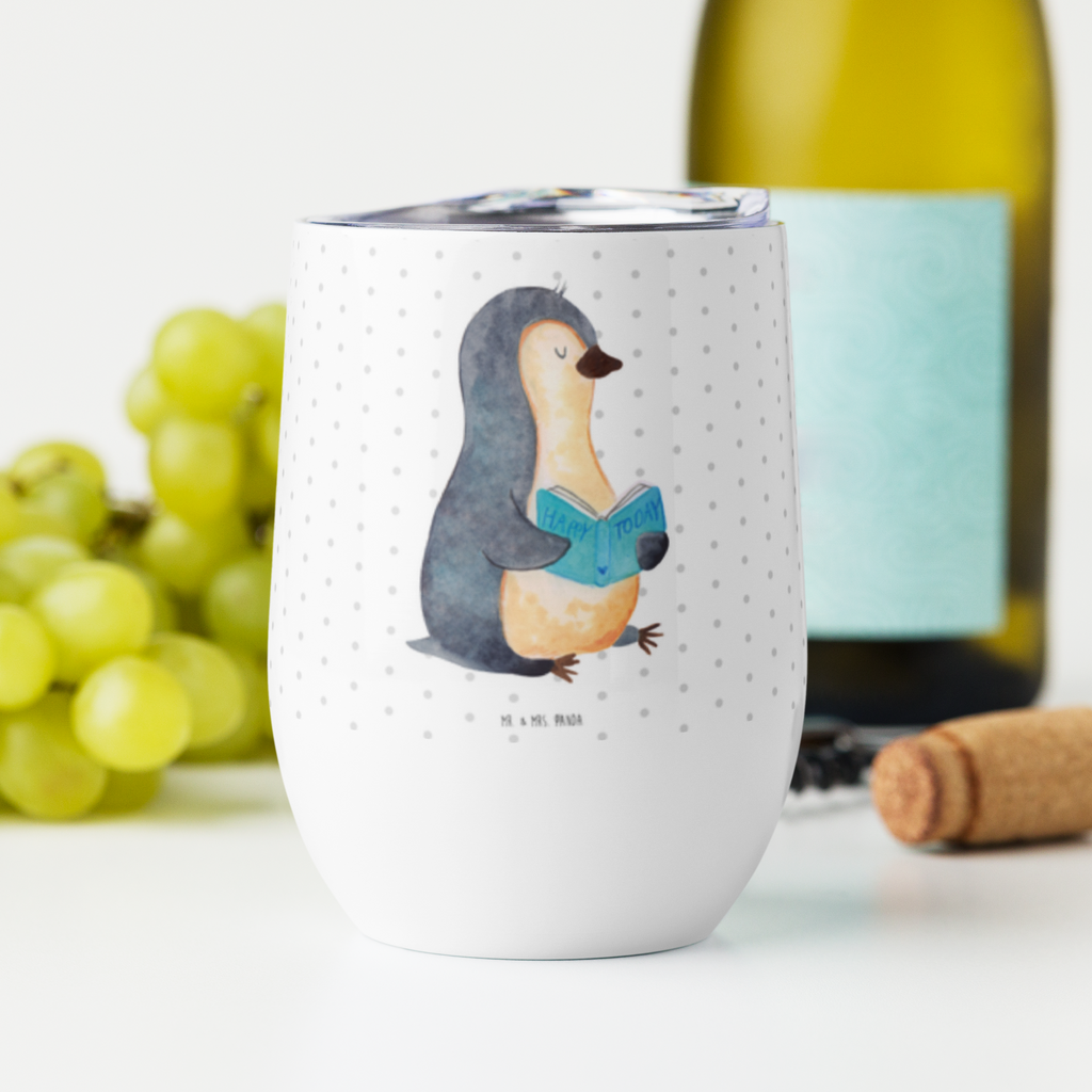 Weinbecher Pinguin Buch Weinbecher, Glühwein Becher, Heißgetränke, Trinkbecher, Weinkelch, Weingläser, hochwertiger Weinbecher, Weinbecher Reisen, Weinbecher unterwegs, Pinguin, Pinguine, Buch, Lesen, Bücherwurm, Nichtstun, Faulenzen, Ferien, Urlaub, Freizeit