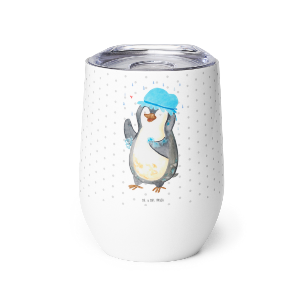 Weinbecher Pinguin duscht Weinbecher, Glühwein Becher, Heißgetränke, Trinkbecher, Weinkelch, Weingläser, hochwertiger Weinbecher, Weinbecher Reisen, Weinbecher unterwegs, Pinguin, Pinguine, Dusche, duschen, Lebensmotto, Motivation, Neustart, Neuanfang, glücklich sein