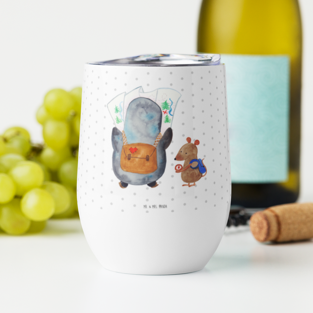 Weinbecher Pinguin & Maus Wanderer Weinbecher, Glühwein Becher, Heißgetränke, Trinkbecher, Weinkelch, Weingläser, hochwertiger Weinbecher, Weinbecher Reisen, Weinbecher unterwegs, Pinguin, Pinguine, Abenteurer, Abenteuer, Roadtrip, Ausflug, Wanderlust, wandern