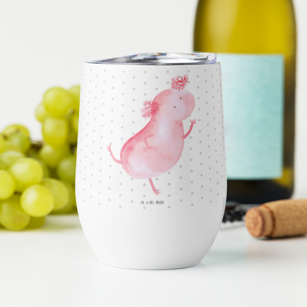 Weinbecher Axolotl tanzt Weinbecher, Glühwein Becher, Heißgetränke, Trinkbecher, Weinkelch, Weingläser, hochwertiger Weinbecher, Weinbecher Reisen, Weinbecher unterwegs, Axolotl, Molch, Axolot, Schwanzlurch, Lurch, Lurche, Dachschaden, Sterne, verrückt, Freundin, beste Freundin