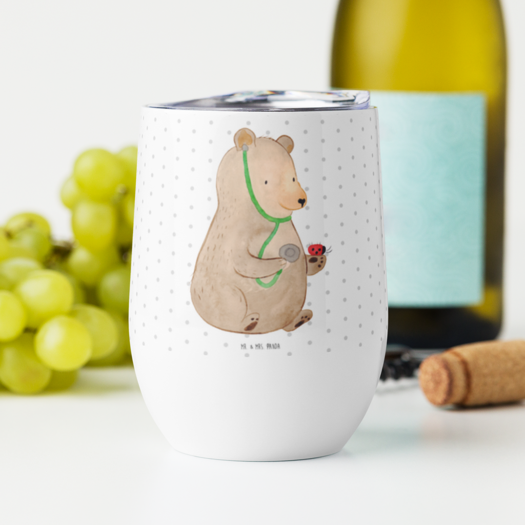 Weinbecher Bär Arzt Weinbecher, Glühwein Becher, Heißgetränke, Trinkbecher, Weinkelch, Weingläser, hochwertiger Weinbecher, Weinbecher Reisen, Weinbecher unterwegs, Bär, Teddy, Teddybär, Arzt, Ärztin, Doktor, Professor, Doktorin, Professorin