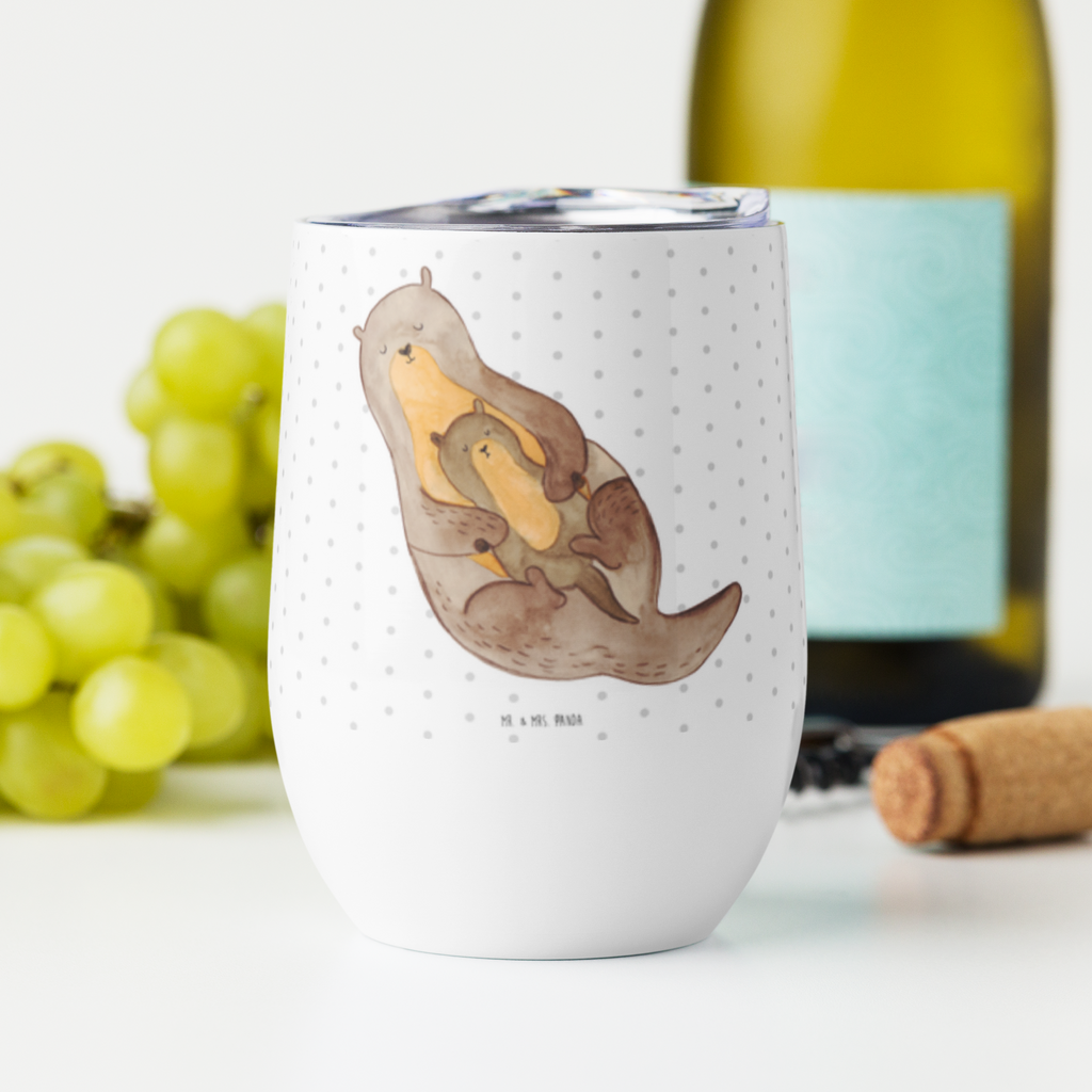 Weinbecher Otter mit Kind Weinbecher, Glühwein Becher, Heißgetränke, Trinkbecher, Weinkelch, Weingläser, hochwertiger Weinbecher, Weinbecher Reisen, Weinbecher unterwegs, Otter, Fischotter, Seeotter, Otter Seeotter See Otter