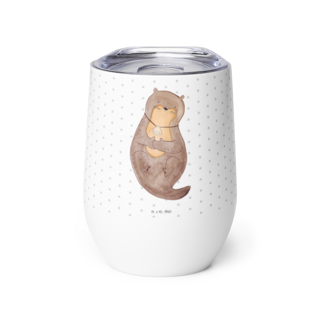 Weinbecher Otter mit Muschelmedaillon Weinbecher, Glühwein Becher, Heißgetränke, Trinkbecher, Weinkelch, Weingläser, hochwertiger Weinbecher, Weinbecher Reisen, Weinbecher unterwegs, Otter, Fischotter, Seeotter, Otterliebe, grübeln, träumen, Motivation, Tagträumen, Büro