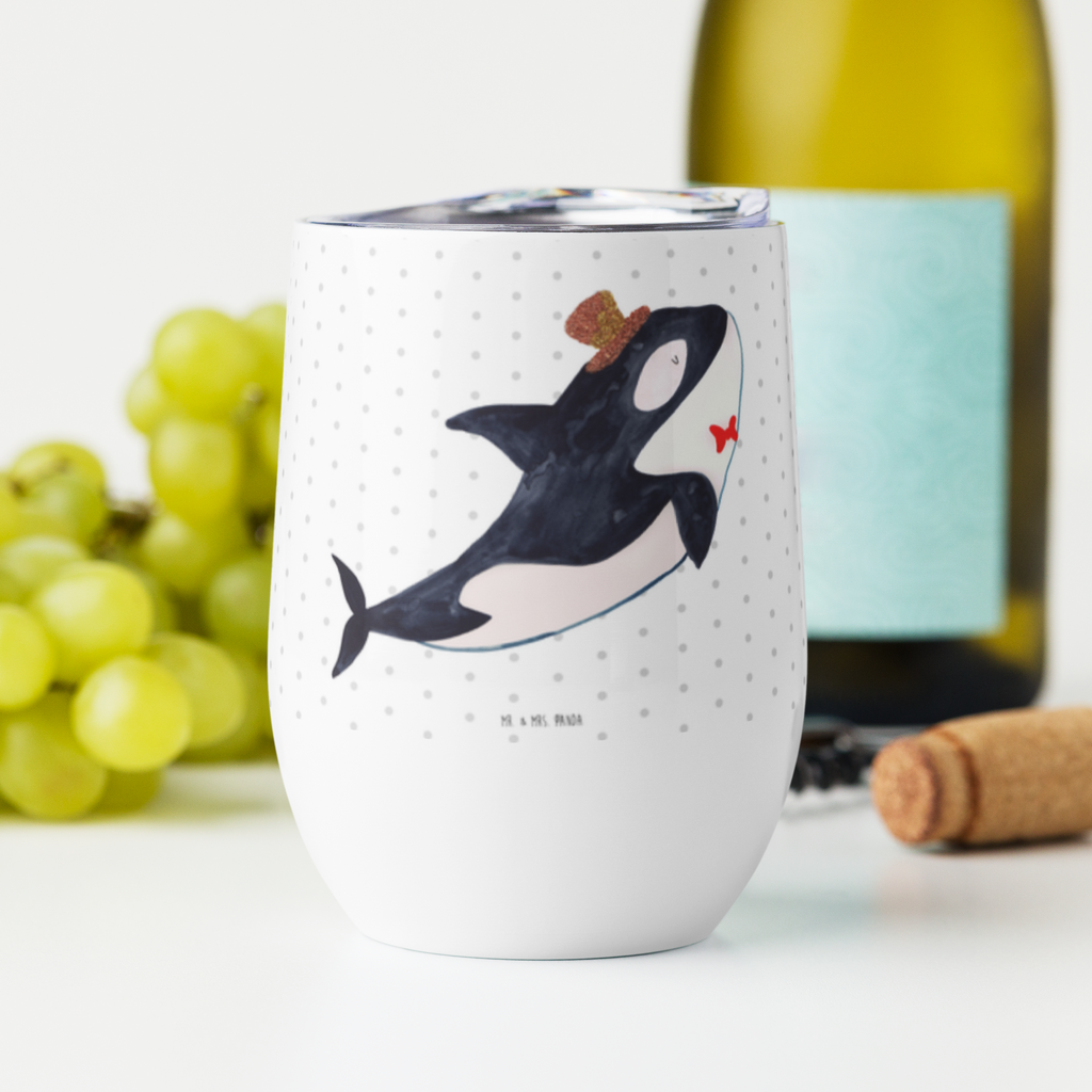 Weinbecher Orca Zylinder Weinbecher, Glühwein Becher, Heißgetränke, Trinkbecher, Weinkelch, Weingläser, hochwertiger Weinbecher, Weinbecher Reisen, Weinbecher unterwegs, Meerestiere, Meer, Urlaub, Narwal, Glitter, Konfetti, Glitzer, Geburtstag, Feier, Fete, Fest, Glückwunsch, Orca