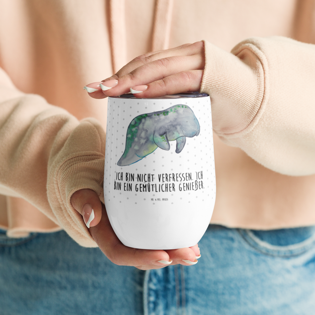 Weinbecher Seekuh chillt Weinbecher, Glühwein Becher, Heißgetränke, Trinkbecher, Weinkelch, Weingläser, hochwertiger Weinbecher, Weinbecher Reisen, Weinbecher unterwegs, Meerestiere, Meer, Urlaub, Seekuh, Seekühe, Diät, Abnehmen, Zucker, Diätwahn, Essen, Süßigkeiten