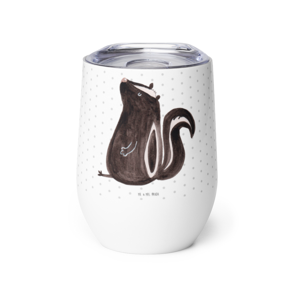 Weinbecher Stinktier sitzend Weinbecher, Glühwein Becher, Heißgetränke, Trinkbecher, Weinkelch, Weingläser, hochwertiger Weinbecher, Weinbecher Reisen, Weinbecher unterwegs, Stinktier, Skunk, Wildtier, Raubtier, Stinker, Stinki, Spruch, Büro, Recht, Besserwisser