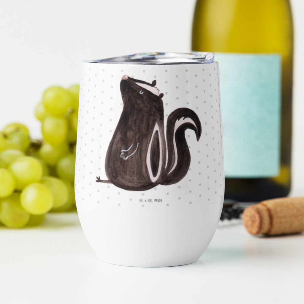 Weinbecher Stinktier sitzend Weinbecher, Glühwein Becher, Heißgetränke, Trinkbecher, Weinkelch, Weingläser, hochwertiger Weinbecher, Weinbecher Reisen, Weinbecher unterwegs, Stinktier, Skunk, Wildtier, Raubtier, Stinker, Stinki, Spruch, Büro, Recht, Besserwisser