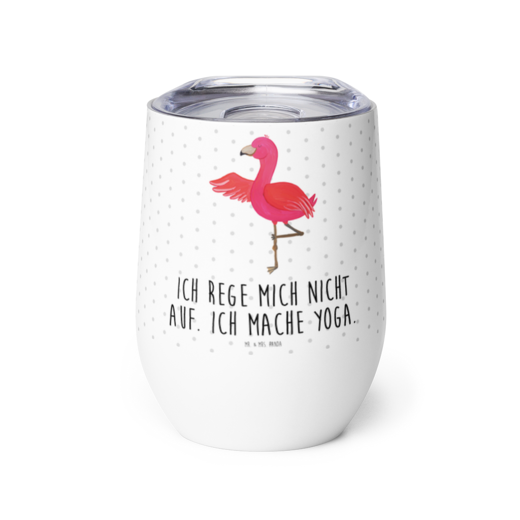 Weinbecher Flamingo Yoga Weinbecher, Glühwein Becher, Heißgetränke, Trinkbecher, Weinkelch, Weingläser, hochwertiger Weinbecher, Weinbecher Reisen, Weinbecher unterwegs, Flamingo, Vogel, Yoga, Namaste, Achtsamkeit, Yoga-Übung, Entspannung, Ärger, Aufregen, Tiefenentspannung