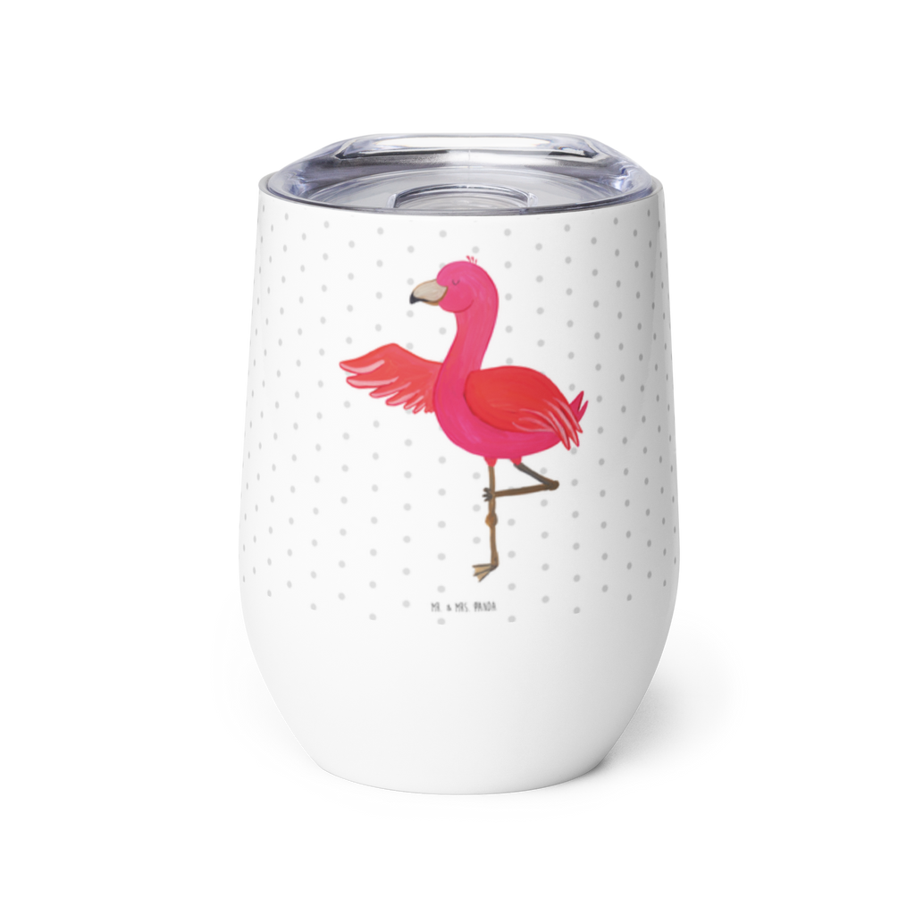 Weinbecher Flamingo Yoga Weinbecher, Glühwein Becher, Heißgetränke, Trinkbecher, Weinkelch, Weingläser, hochwertiger Weinbecher, Weinbecher Reisen, Weinbecher unterwegs, Flamingo, Vogel, Yoga, Namaste, Achtsamkeit, Yoga-Übung, Entspannung, Ärger, Aufregen, Tiefenentspannung