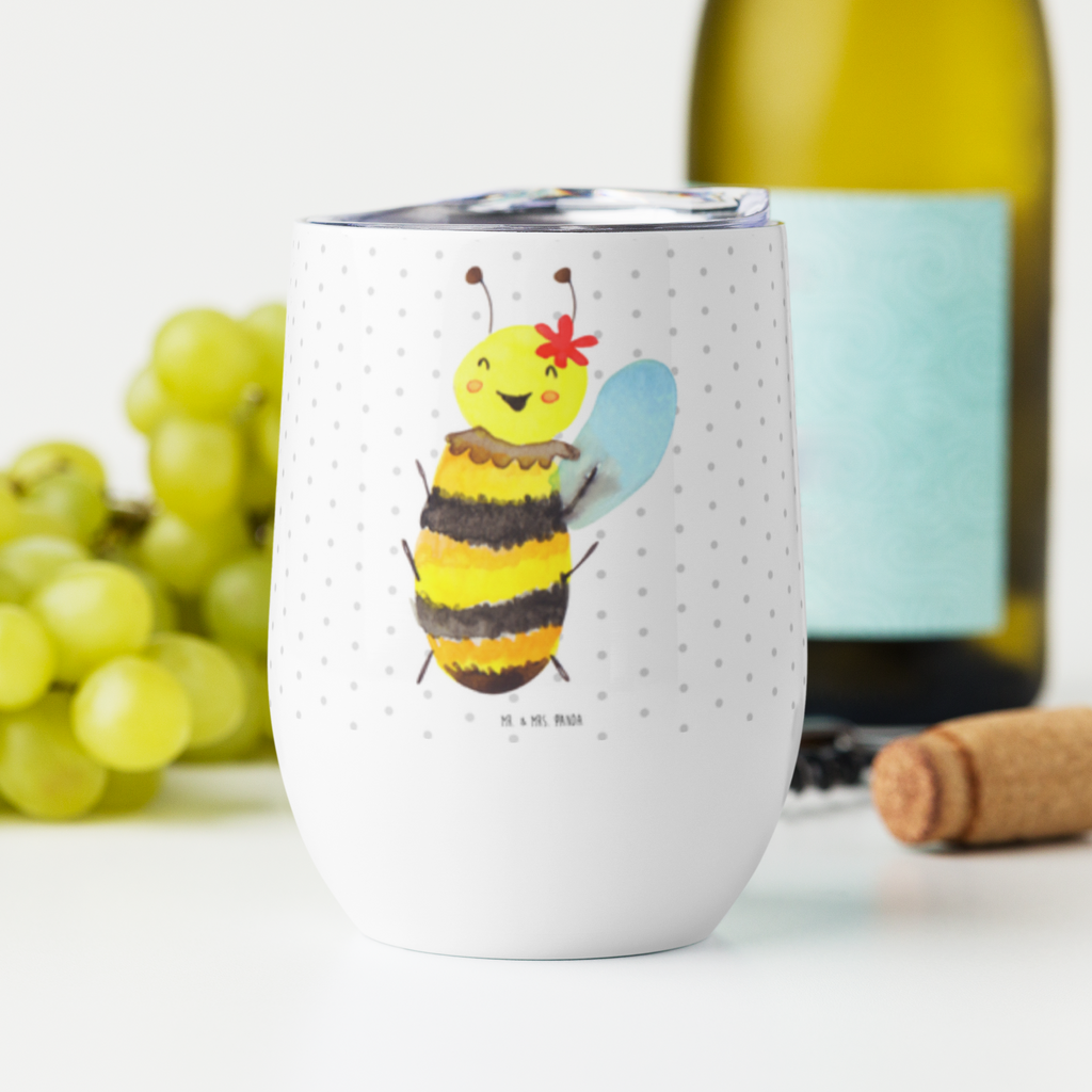 Weinbecher Biene Happy Weinbecher, Glühwein Becher, Heißgetränke, Trinkbecher, Weinkelch, Weingläser, hochwertiger Weinbecher, Weinbecher Reisen, Weinbecher unterwegs, Biene, Wespe, Hummel