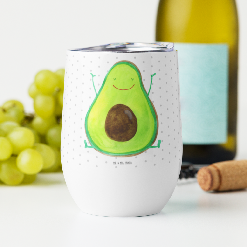 Weinbecher Avocado Happy Weinbecher, Glühwein Becher, Heißgetränke, Trinkbecher, Weinkelch, Weingläser, hochwertiger Weinbecher, Weinbecher Reisen, Weinbecher unterwegs, Avocado, Veggie, Vegan, Gesund, Chaos