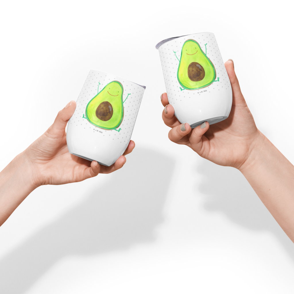 Weinbecher Avocado Happy Weinbecher, Glühwein Becher, Heißgetränke, Trinkbecher, Weinkelch, Weingläser, hochwertiger Weinbecher, Weinbecher Reisen, Weinbecher unterwegs, Avocado, Veggie, Vegan, Gesund, Chaos