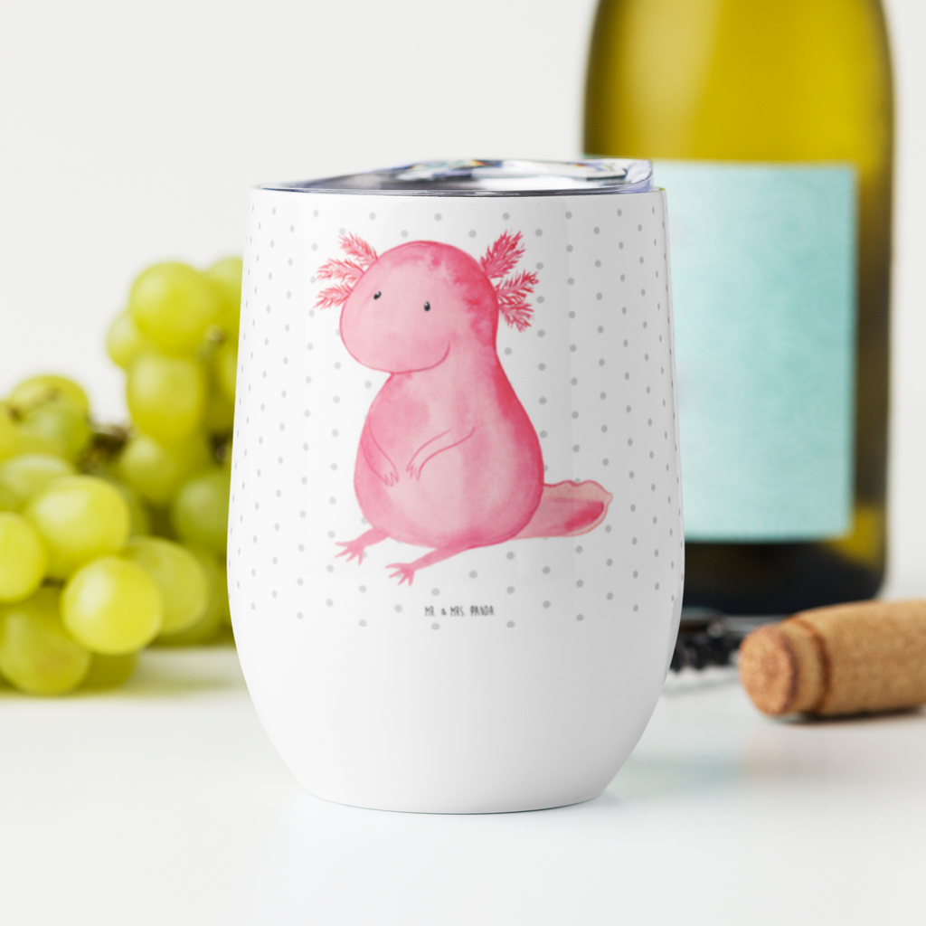 Weinbecher Axolotl Weinbecher, Glühwein Becher, Heißgetränke, Trinkbecher, Weinkelch, Weingläser, hochwertiger Weinbecher, Weinbecher Reisen, Weinbecher unterwegs, Axolotl, Molch, Axolot, vergnügt, fröhlich, zufrieden, Lebensstil, Weisheit, Lebensweisheit, Liebe, Freundin