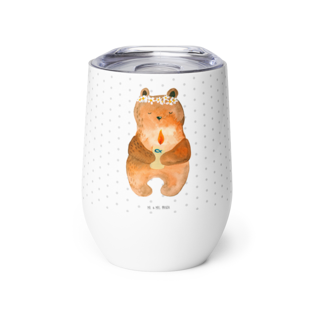 Weinbecher Kommunion-Bär Weinbecher, Glühwein Becher, Heißgetränke, Trinkbecher, Weinkelch, Weingläser, hochwertiger Weinbecher, Weinbecher Reisen, Weinbecher unterwegs, Bär, Teddy, Teddybär, Kommunion, Gottes Segen, Taufkerze, katholisch