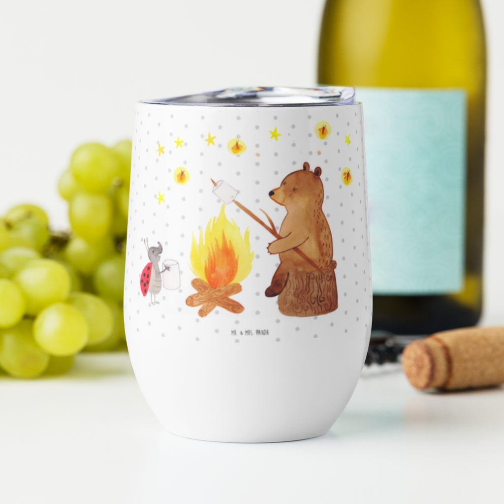 Weinbecher Bär & Marienkäfer Lagerfeuer Weinbecher, Glühwein Becher, Heißgetränke, Trinkbecher, Weinkelch, Weingläser, hochwertiger Weinbecher, Weinbecher Reisen, Weinbecher unterwegs, Bär, Teddy, Teddybär, Lagerfeuer
