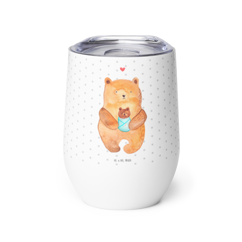 Weinbecher Bär mit Baby Weinbecher, Glühwein Becher, Heißgetränke, Trinkbecher, Weinkelch, Weingläser, hochwertiger Weinbecher, Weinbecher Reisen, Weinbecher unterwegs, Bär, Teddy, Teddybär, Eltern, Mutter, Baby, Taufe, Geburt, Nichte, Neffe, Enkel, Enkelin, Täufling, Geburtstag, Glückwunsch