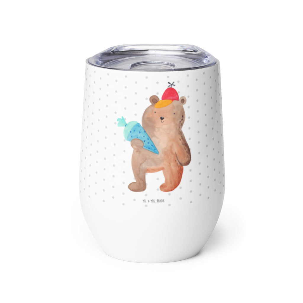 Weinbecher Bär mit Schultüte Weinbecher, Glühwein Becher, Heißgetränke, Trinkbecher, Weinkelch, Weingläser, hochwertiger Weinbecher, Weinbecher Reisen, Weinbecher unterwegs, Bär, Teddy, Teddybär, Bär Motiv, Schultüte, Erster Schultag Geschenk, Einschulung Geschenk, Schule Geschenk, Grundschule, Schulanfang, Schulbeginn