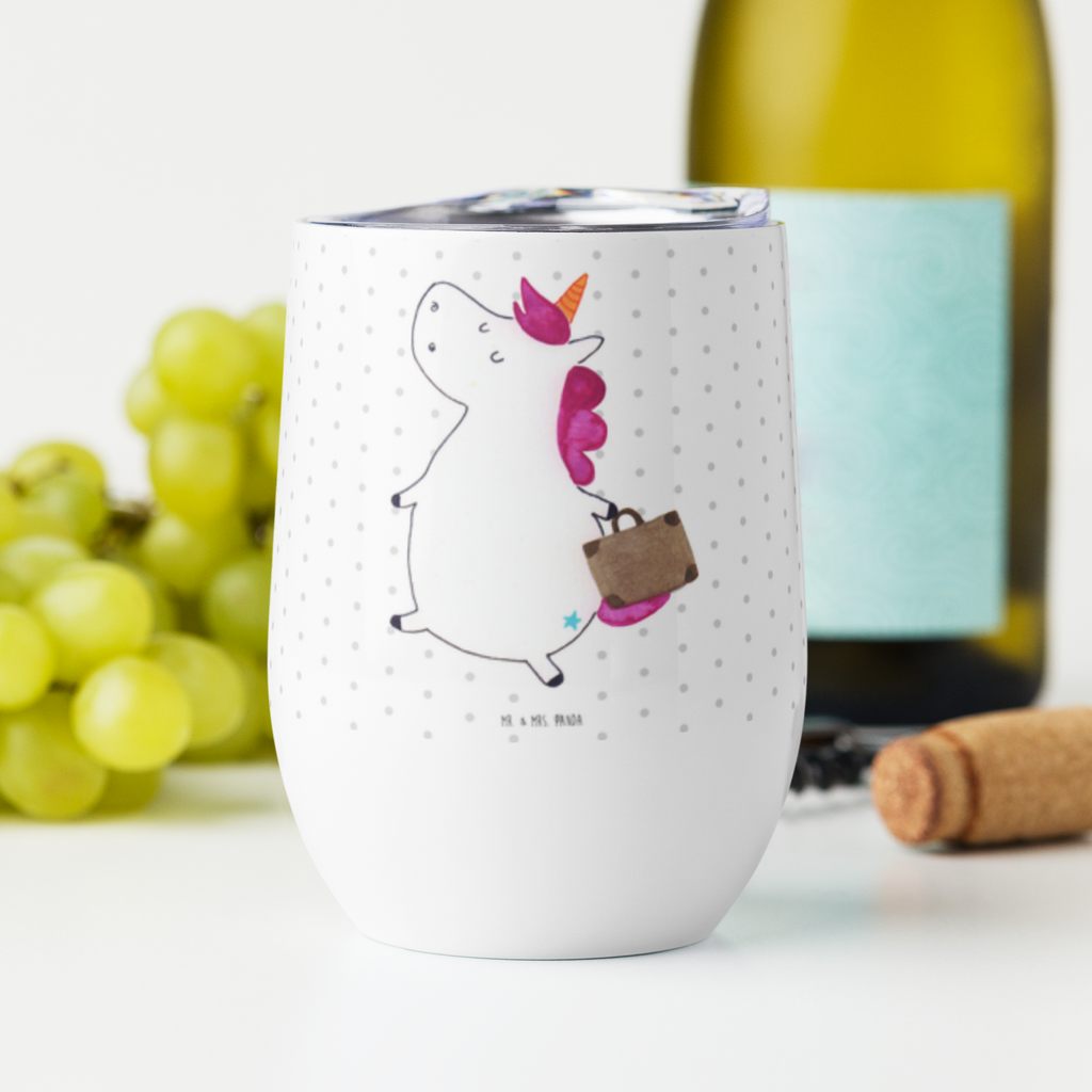 Weinbecher Einhorn Koffer Weinbecher, Glühwein Becher, Heißgetränke, Trinkbecher, Weinkelch, Weingläser, hochwertiger Weinbecher, Weinbecher Reisen, Weinbecher unterwegs, Einhorn, Einhörner, Einhorn Deko, Pegasus, Unicorn, unicorn, Koffer, Verreisen, Reise, Gepäck, Abenteuer, Erwachsen, Kind, albern, Spaß, lustig, witzig