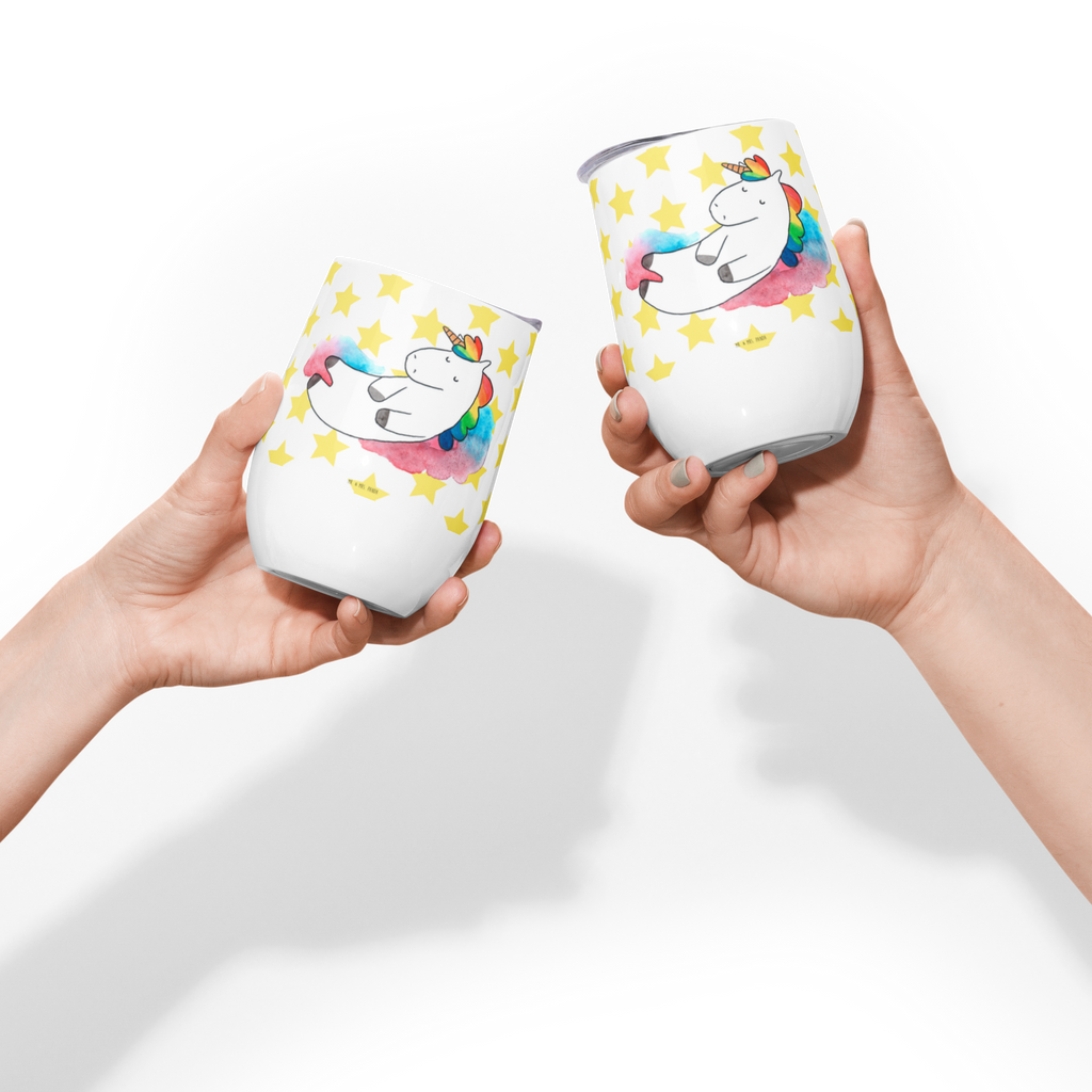 Weinbecher Einhorn Wolke 7 Weinbecher, Glühwein Becher, Heißgetränke, Trinkbecher, Weinkelch, Weingläser, hochwertiger Weinbecher, Weinbecher Reisen, Weinbecher unterwegs, Einhorn, Einhörner, Einhorn Deko, Pegasus, Unicorn, verliebt, Menschen, witzig, lustig, Geschenk, Glaube, Realität, Lächeln
