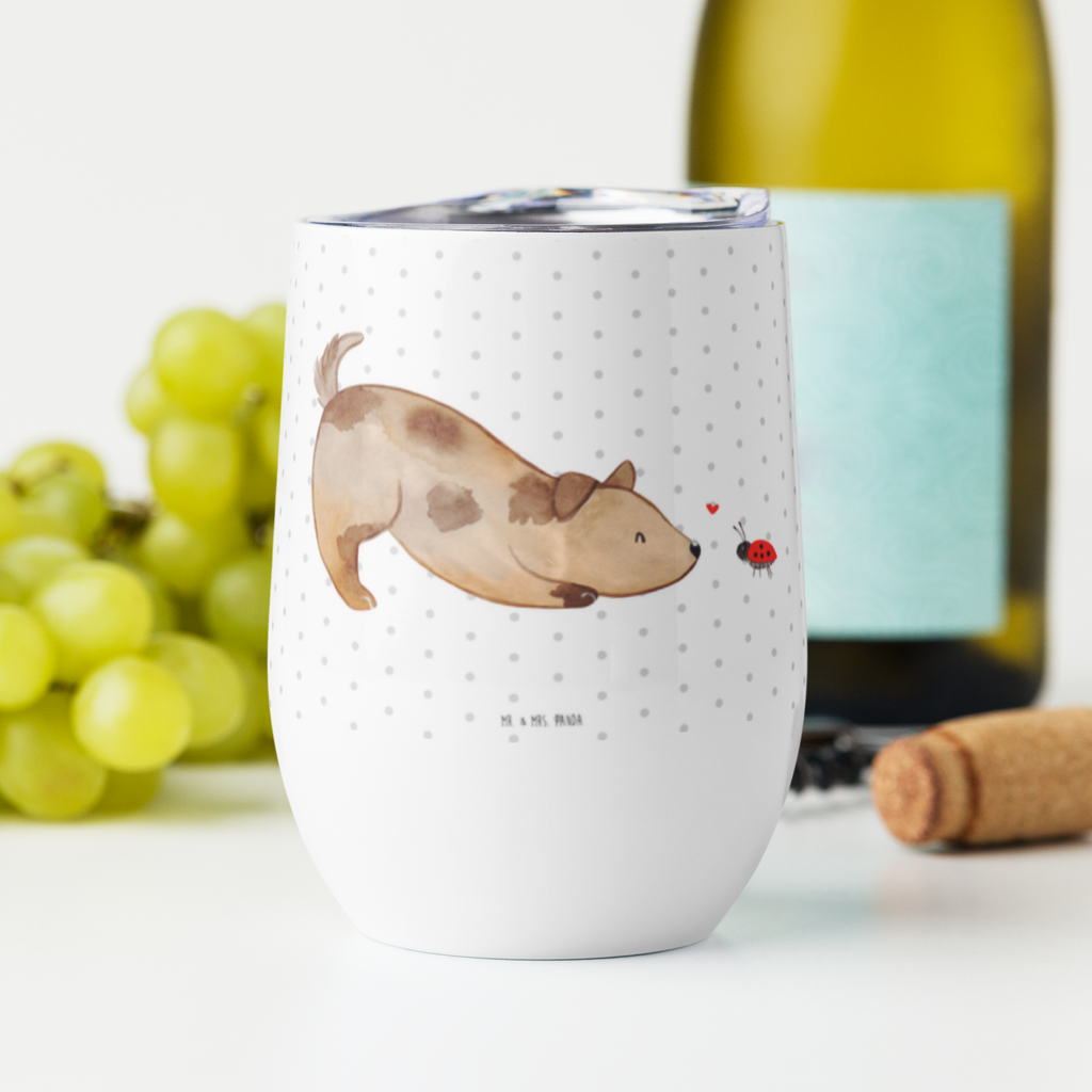 Weinbecher Hund Marienkäfer Weinbecher, Glühwein Becher, Heißgetränke, Trinkbecher, Weinkelch, Weingläser, hochwertiger Weinbecher, Weinbecher Reisen, Weinbecher unterwegs, Hund, Hundemotiv, Haustier, Hunderasse, Tierliebhaber, Hundebesitzer, Sprüche, Hunde, Hundespruch, Marienkäfer, Mischling, Mischlinghund