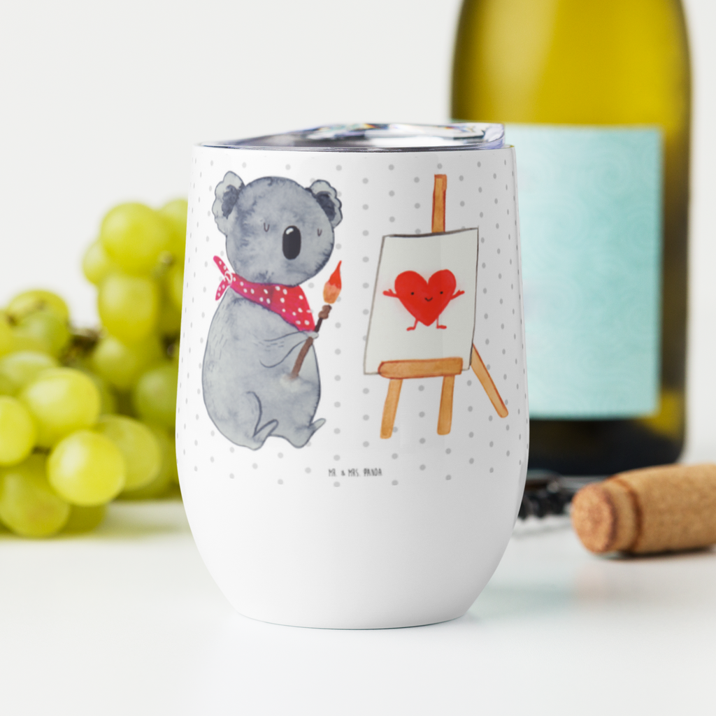 Weinbecher Koala Künstler Weinbecher, Glühwein Becher, Heißgetränke, Trinkbecher, Weinkelch, Weingläser, hochwertiger Weinbecher, Weinbecher Reisen, Weinbecher unterwegs, Koala, Koalabär, Liebe, Liebensbeweis, Liebesgeschenk, Gefühle, Künstler, zeichnen