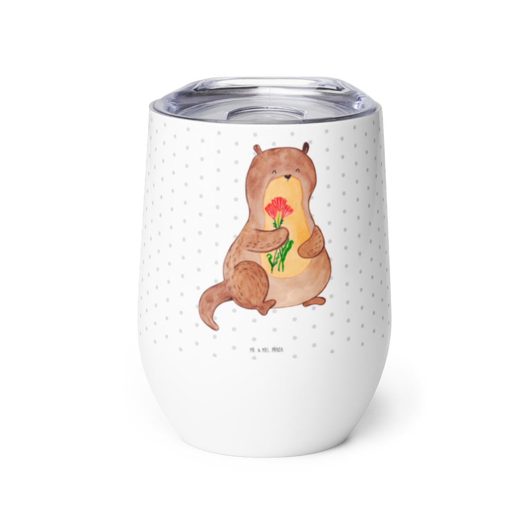 Weinbecher Otter Blumenstrauß Weinbecher, Glühwein Becher, Heißgetränke, Trinkbecher, Weinkelch, Weingläser, hochwertiger Weinbecher, Weinbecher Reisen, Weinbecher unterwegs, Otter, Fischotter, Seeotter, Otter Seeotter See Otter