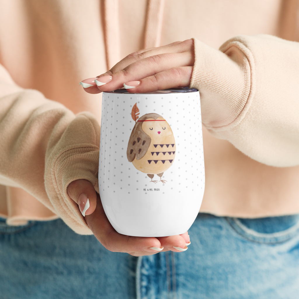Weinbecher Eule Federschmuck Weinbecher, Glühwein Becher, Heißgetränke, Trinkbecher, Weinkelch, Weingläser, hochwertiger Weinbecher, Weinbecher Reisen, Weinbecher unterwegs, Eule, Eule Deko, Owl, Das Leben ist ein Abenteuer, Reisespruch, Federschmuck, Dekoration