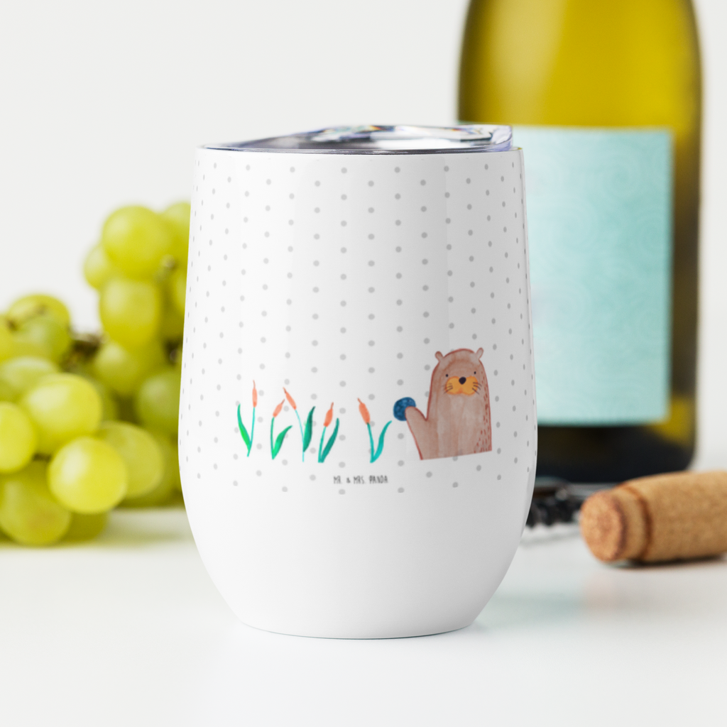 Weinbecher Otter mit Stein Weinbecher, Glühwein Becher, Heißgetränke, Trinkbecher, Weinkelch, Weingläser, hochwertiger Weinbecher, Weinbecher Reisen, Weinbecher unterwegs, Otter, Fischotter, Seeotter, Otter Seeotter See Otter