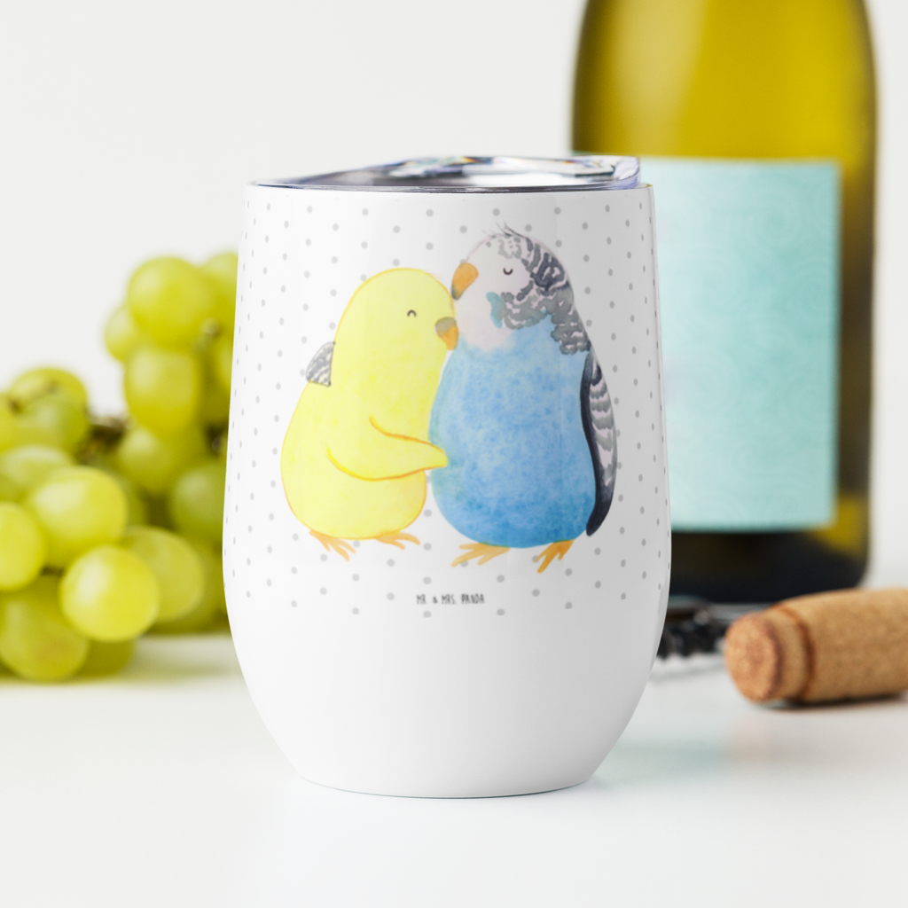 Weinbecher Wellensittich Liebe Weinbecher, Glühwein Becher, Heißgetränke, Trinkbecher, Weinkelch, Weingläser, hochwertiger Weinbecher, Weinbecher Reisen, Weinbecher unterwegs, Liebe, Partner, Freund, Freundin, Ehemann, Ehefrau, Heiraten, Verlobung, Heiratsantrag, Liebesgeschenk, Jahrestag, Hocheitstag, Vögel, Wellensittich, Nähe, Kuscheln, Vertrauen