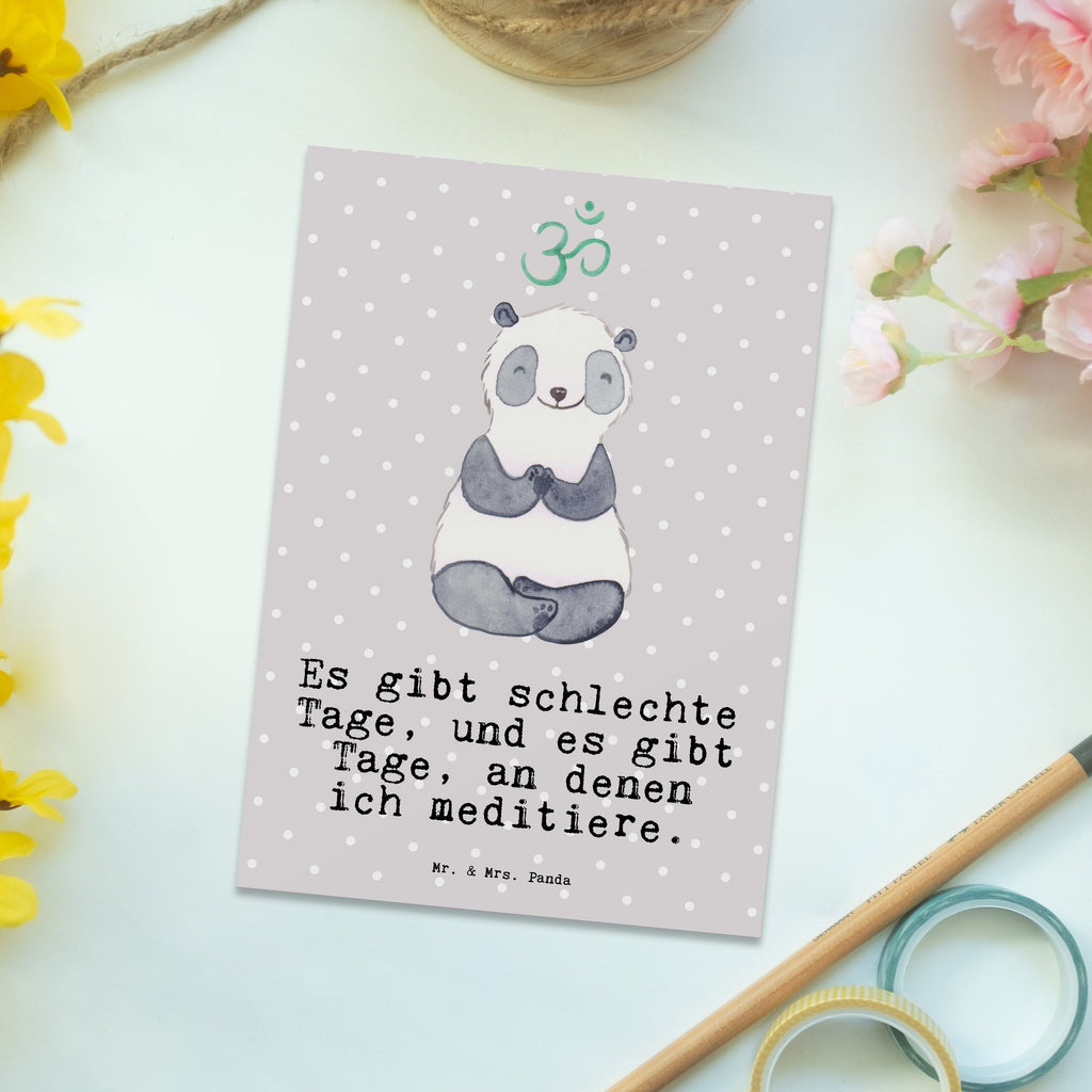 Postkarte Panda Meditieren Tage Geschenkkarte, Grußkarte, Karte, Einladung, Ansichtskarte, Geburtstagskarte, Einladungskarte, Dankeskarte, Geschenk, Sport, Sportart, Hobby, Schenken, Danke, Dankeschön, Auszeichnung, Gewinn, Sportler, Meditieren, Meditation, Meditationskurs