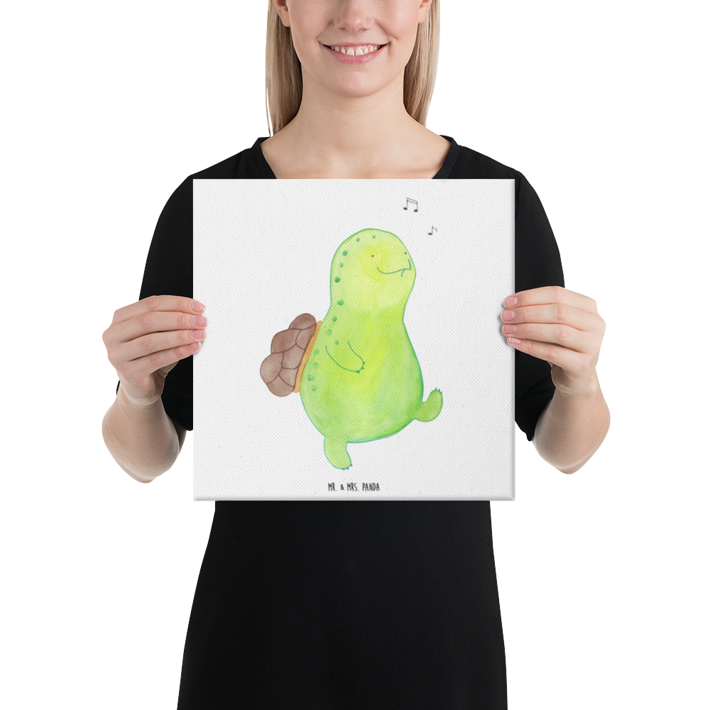 Leinwand Bild Schildkröte pfeift Leinwand, Bild, Kunstdruck, Wanddeko, Dekoration, Schildkröte, Schildi, Schildkröten, fröhlich, Glück, Motivation, Lebensfreude, Depression, Trennung, Neuanfang