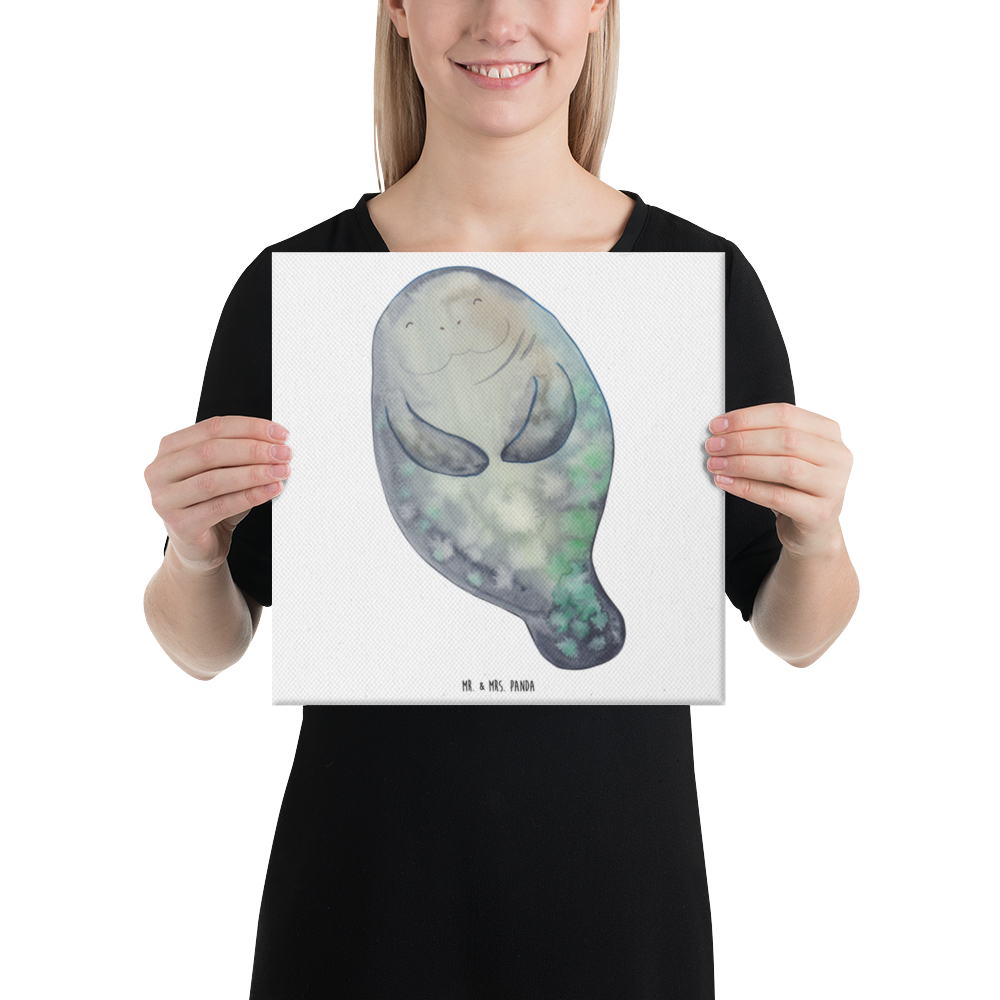 Leinwand Bild Seekuh happy Leinwand, Bild, Kunstdruck, Wanddeko, Dekoration, Meerestiere, Meer, Urlaub, Seekuh, Seekühe, Selbstliebe, Respekt, Neuanfang, Neustart, Achtsamkeit, Zufrieden, Liebeskummer, Freundin