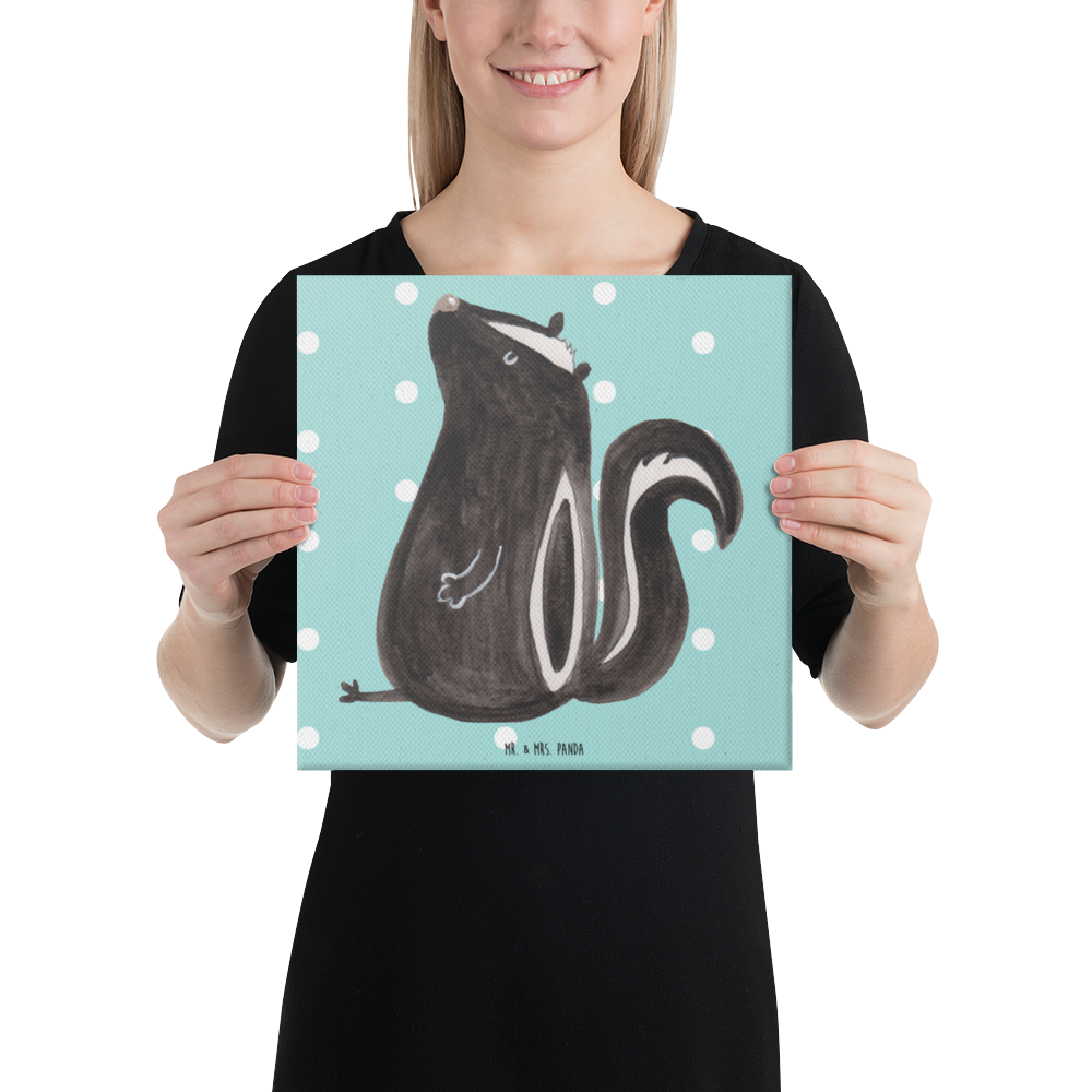 Leinwand Bild Stinktier sitzend Leinwand, Bild, Kunstdruck, Wanddeko, Dekoration, Stinktier, Skunk, Wildtier, Raubtier, Stinker, Stinki, Spruch, Büro, Recht, Besserwisser