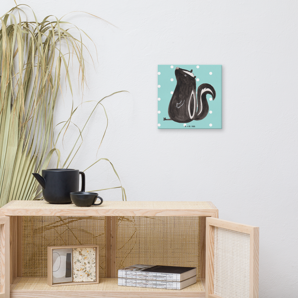 Leinwand Bild Stinktier sitzend Leinwand, Bild, Kunstdruck, Wanddeko, Dekoration, Stinktier, Skunk, Wildtier, Raubtier, Stinker, Stinki, Spruch, Büro, Recht, Besserwisser