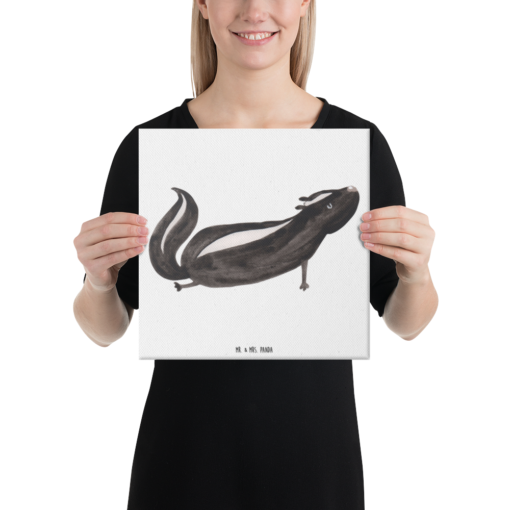 Leinwand Bild Stinktier Yoga Leinwand, Bild, Kunstdruck, Wanddeko, Dekoration, Stinktier, Skunk, Wildtier, Raubtier, Stinker, Stinki, Yoga, Namaste, Lebe, Liebe, Lache