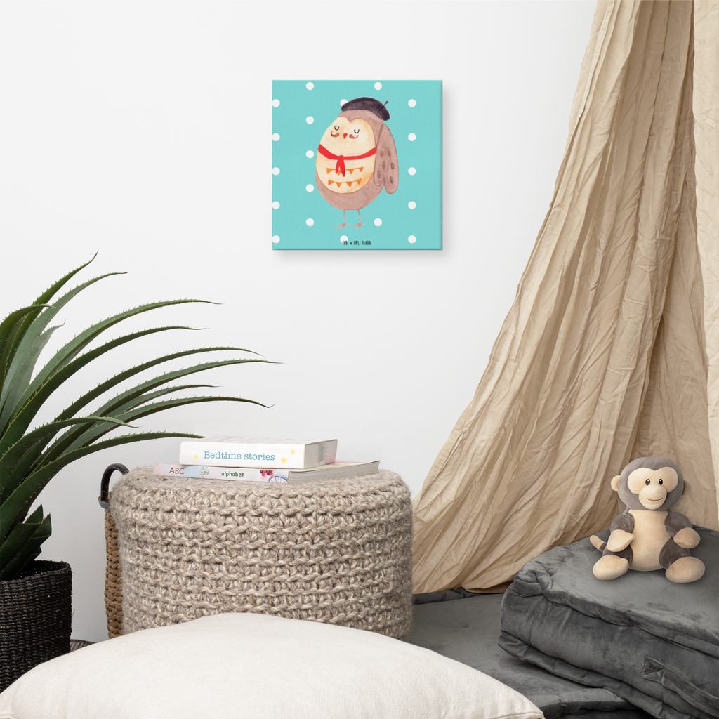Leinwand Bild Eule Französisch Leinwand, Bild, Kunstdruck, Wanddeko, Dekoration, Eule, Eulen, Eule Deko, Owl, hibou, La vie est belle, das Leben ist schön, Spruch schön, Spruch Französisch, Frankreich