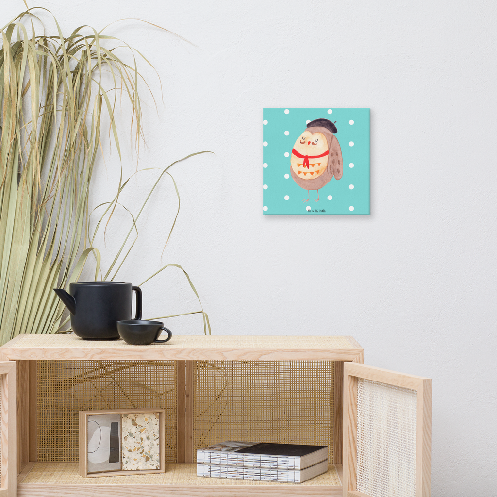 Leinwand Bild Eule Französisch Leinwand, Bild, Kunstdruck, Wanddeko, Dekoration, Eule, Eulen, Eule Deko, Owl, hibou, La vie est belle, das Leben ist schön, Spruch schön, Spruch Französisch, Frankreich
