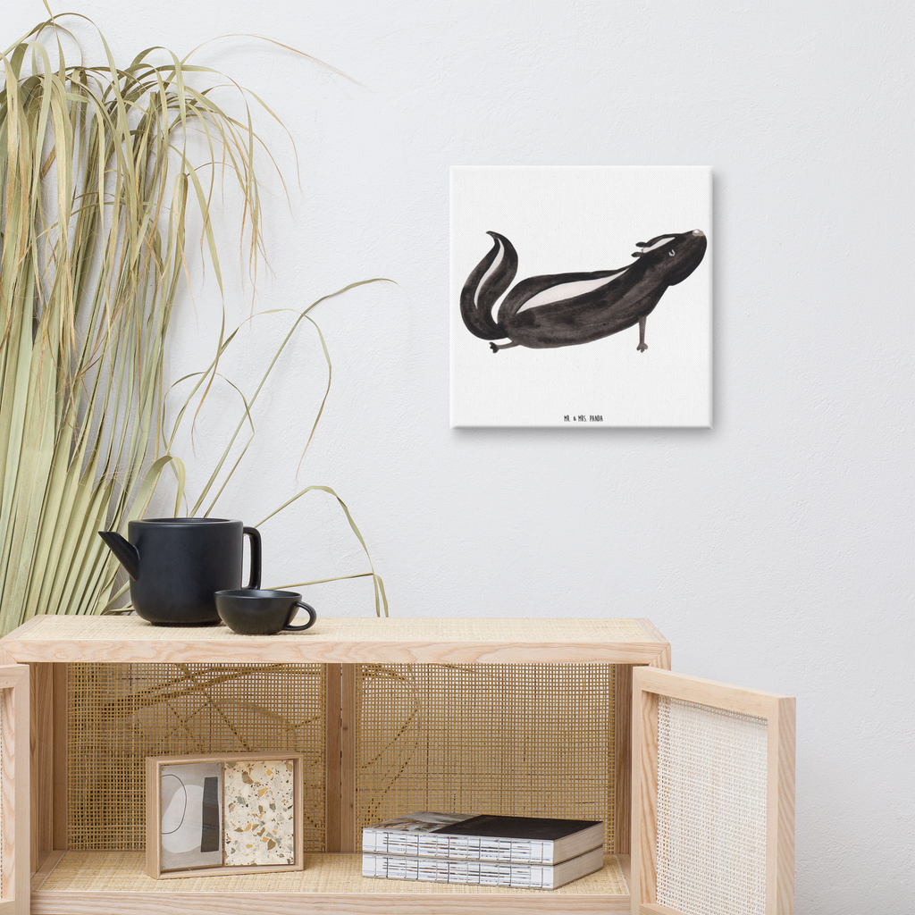 Leinwand Bild Stinktier Yoga Leinwand, Bild, Kunstdruck, Wanddeko, Dekoration, Stinktier, Skunk, Wildtier, Raubtier, Stinker, Stinki, Yoga, Namaste, Lebe, Liebe, Lache