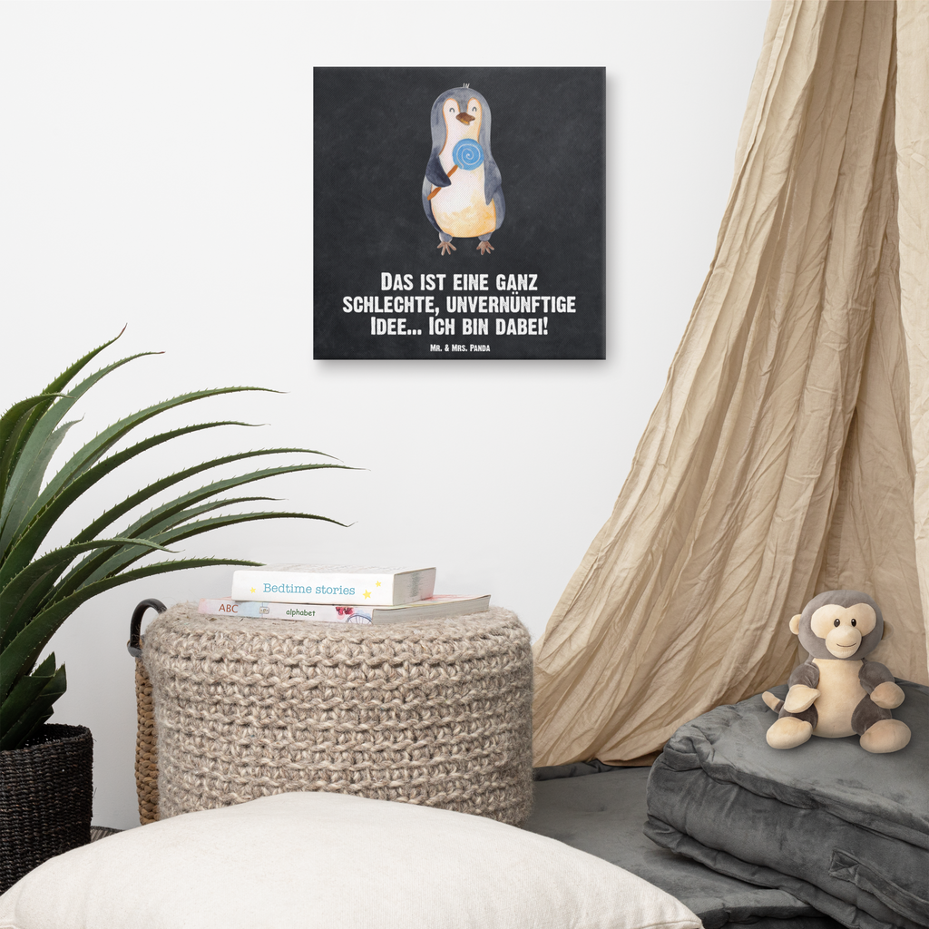 Leinwand Bild Pinguin Lolli